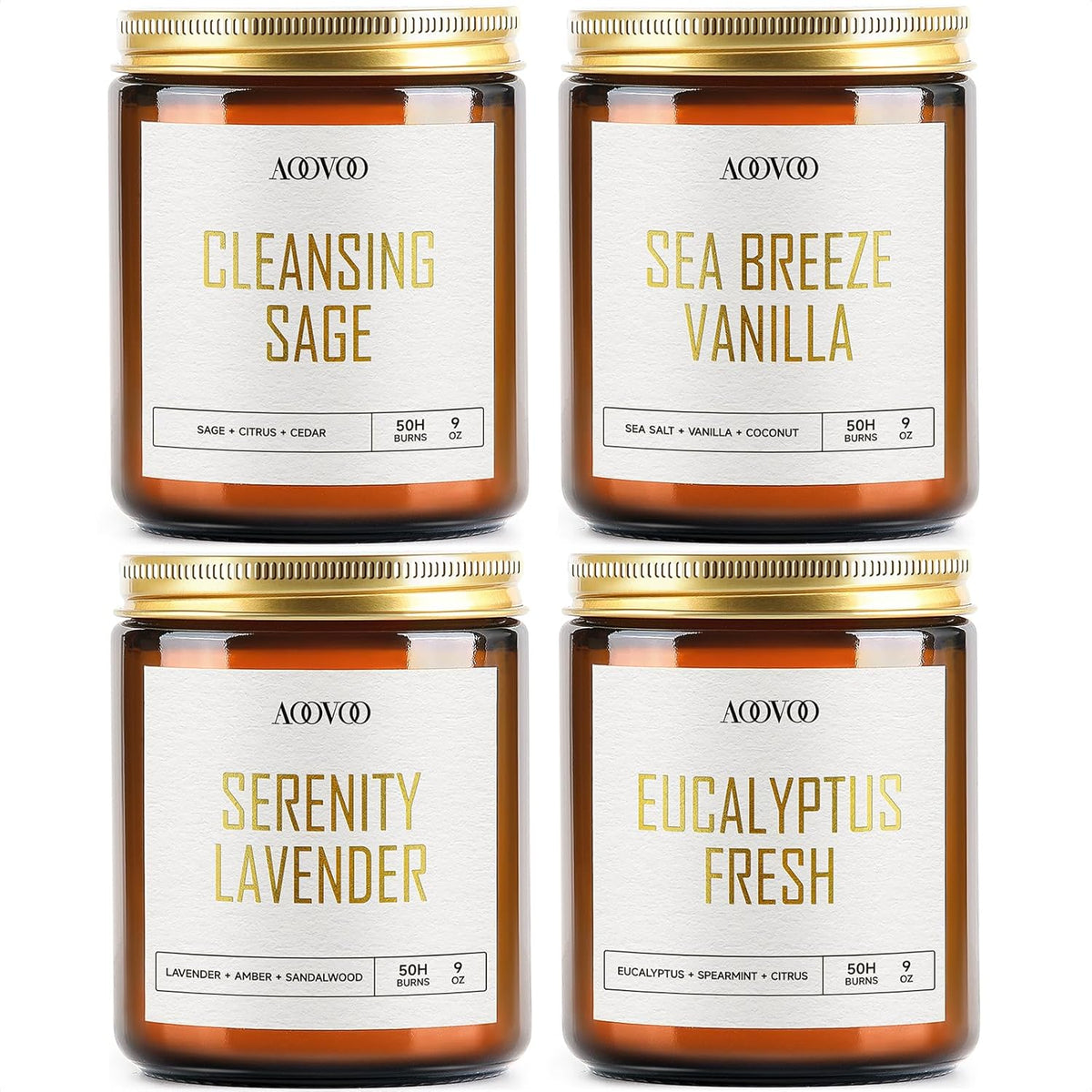 AOOVOO Scented Candles - 4PC Candle Set, 36 oz Soy Candles, Soy Candle for Home Scented