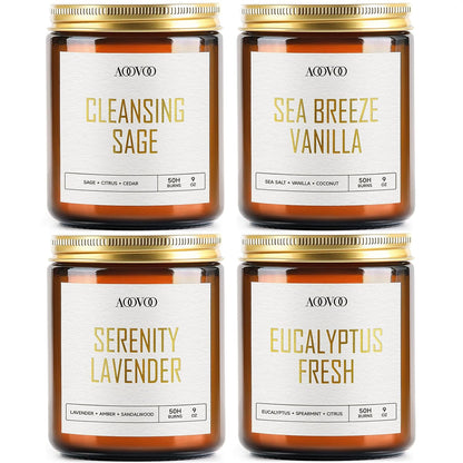 AOOVOO Scented Candles - 4PC Candle Set, 36 oz Soy Candles, Soy Candle for Home Scented