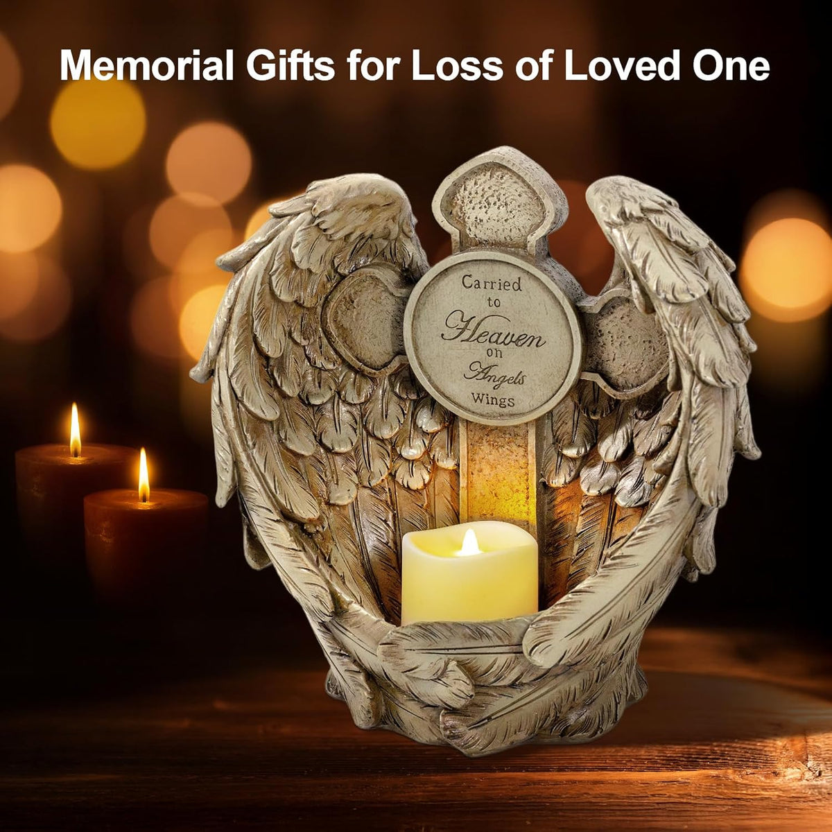 12" Solar Angel Wing Cross Garden Lights, Waterproof Memorial Grave Decorations Sympathy Gifts for