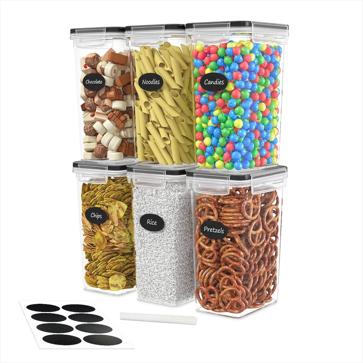 DWËLLZA KITCHEN Airtight Food Storage Container Set - 6 Pieces 2.0L - Plastic BPA Free Kitchen