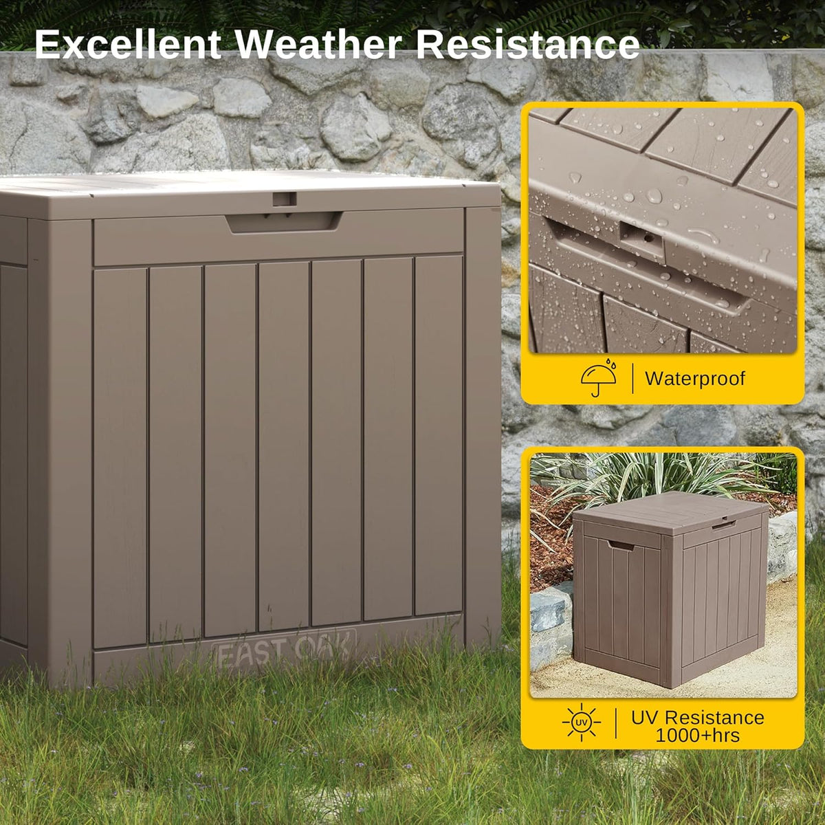 EAST OAK Outdoor Storage Box, 31 Gallon Deck Box, Waterproof Resin Storage Bin for Patio Cushions