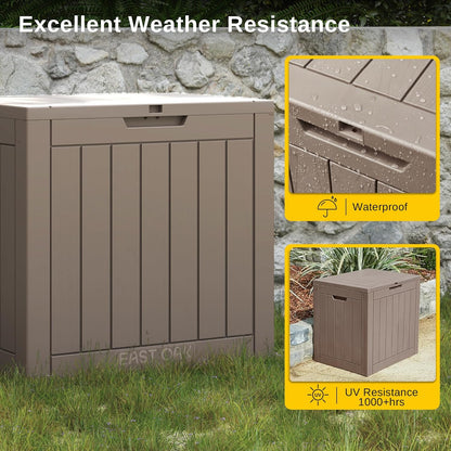 EAST OAK Outdoor Storage Box, 31 Gallon Deck Box, Waterproof Resin Storage Bin for Patio Cushions