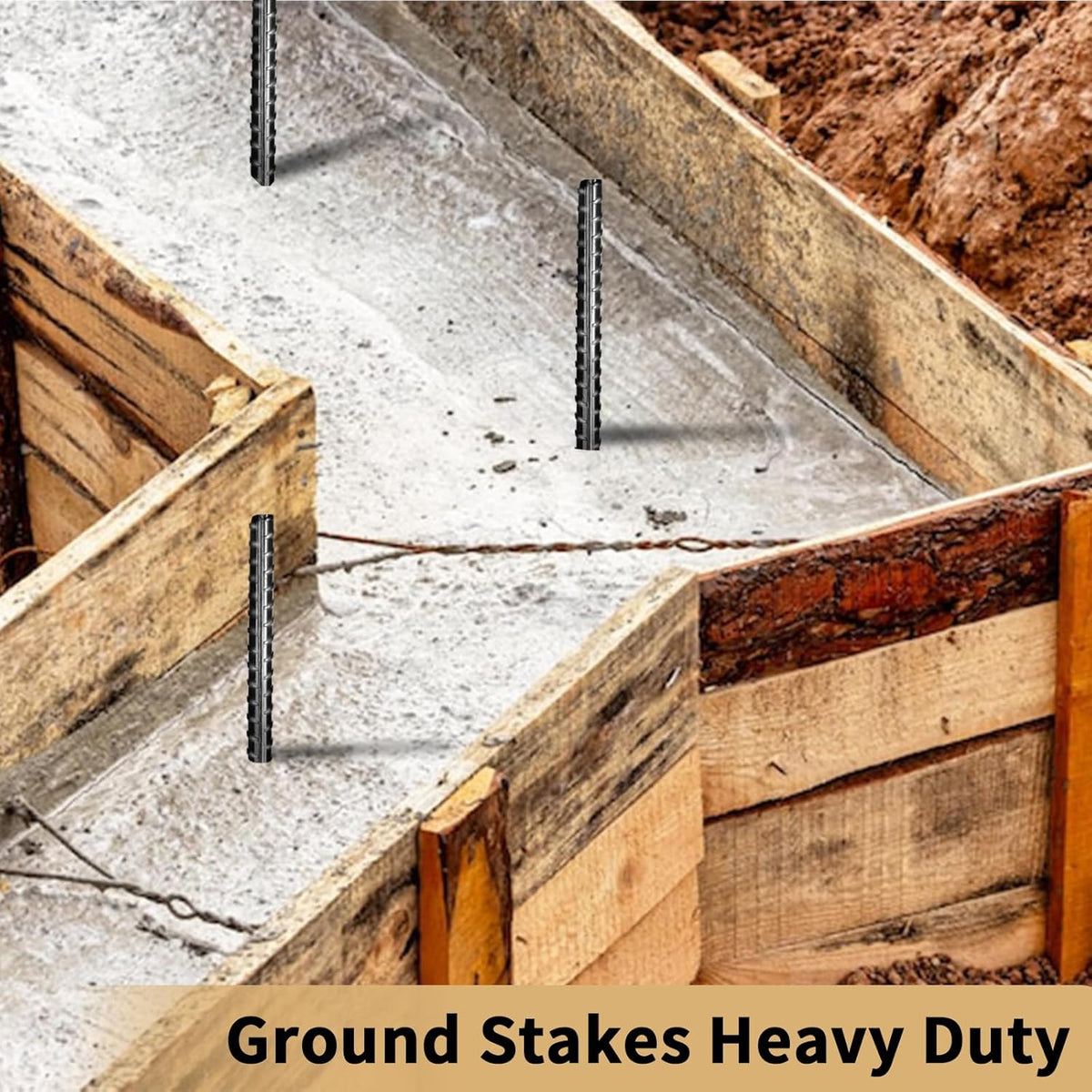 16 inches Rebar Stakes 18-Pack Heavy Duty Ground Stakes Rebar Spikes Garden Stakes Metal Steel