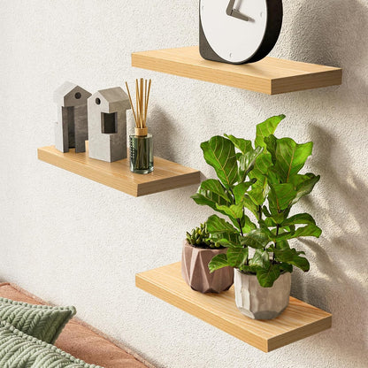 BAYKA Floating Shelves for Wall, Wall Mounted Rustic Wood Shelves for Bathroom, Bedroom, Living