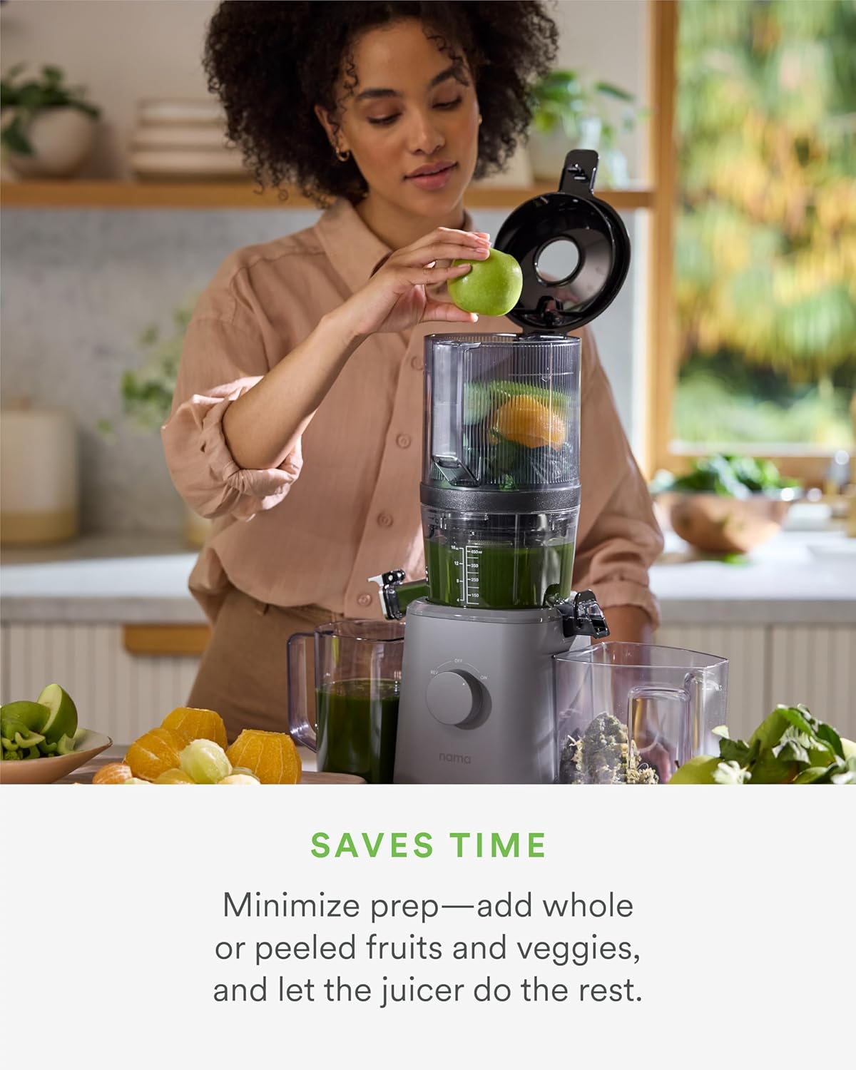 Nama J2 Cold Press Juicer – Self Feeding for Hands-Free Operation with Wide Mouth Hopper for Whole