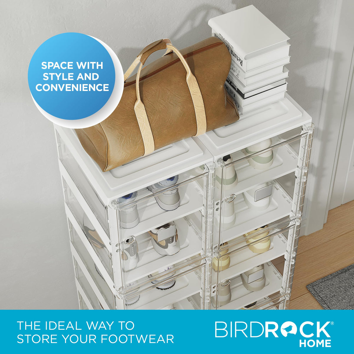 BIRDROCK HOME Foldable Shoe Rack Organizer for Closet Floor | 6-Tier Freestanding Storage Cabinet