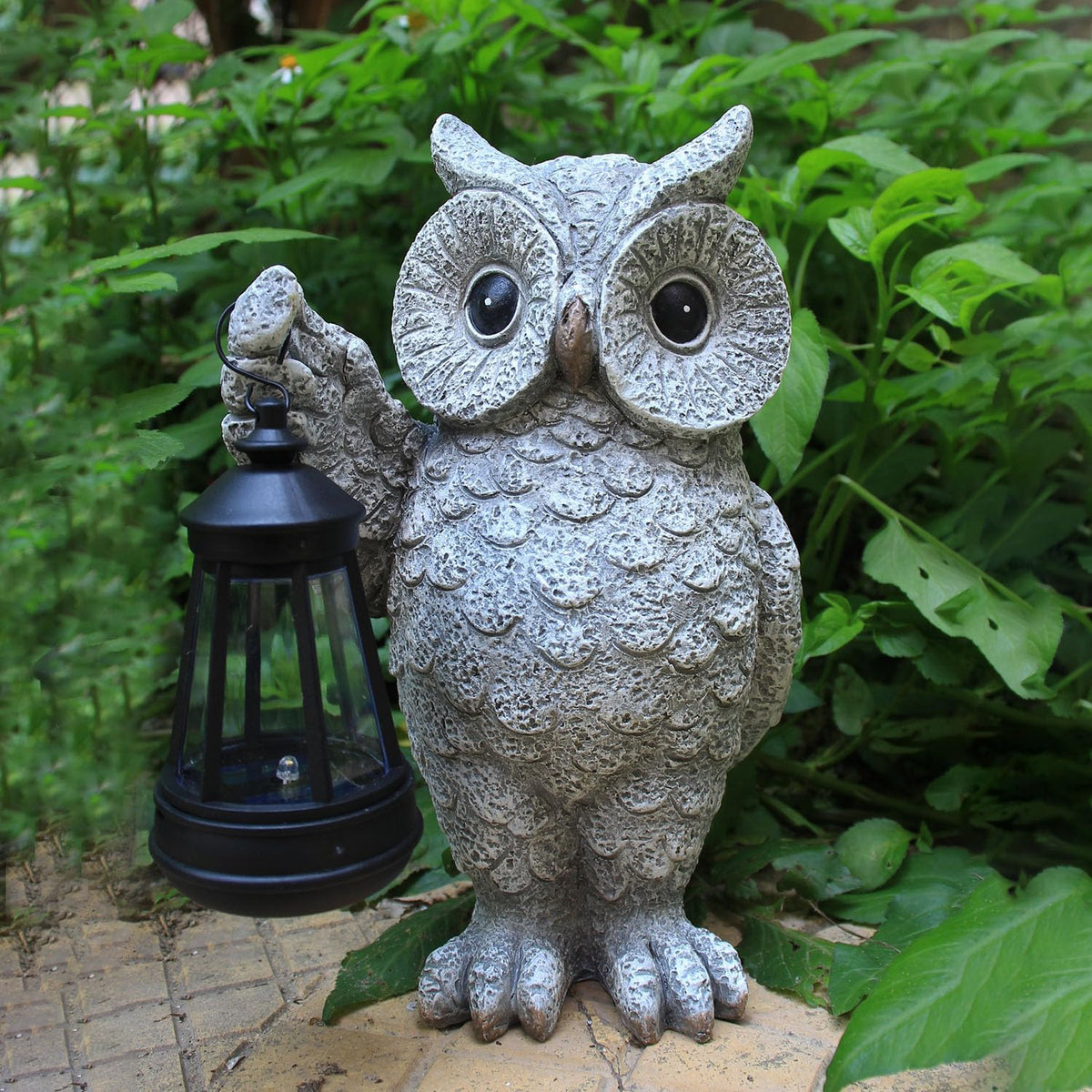 Garden Statues, owl Outdoor Figurines Decorated with Solar Lights, Unique Christmas Birthday Gifts