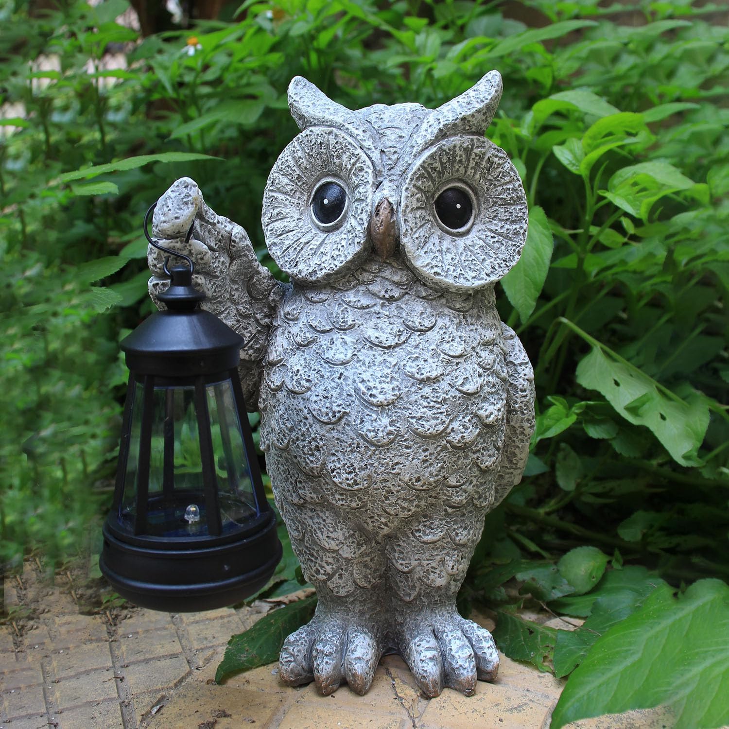 Garden Statues, owl Outdoor Figurines Decorated with Solar Lights, Unique Christmas Birthday Gifts