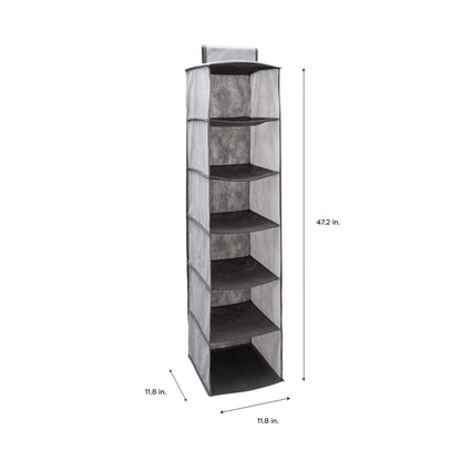 Simplify 6 Shelf Hanging Closet Organizer, Space Saver, Sweater & Clothing Shelves, Breathable