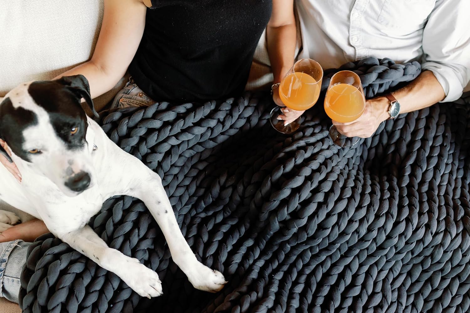 Nuzzie Chunky Knit Weighted Blanket - Breathable, Cooling, Hand Made Knit Throw Blanket for Sleep