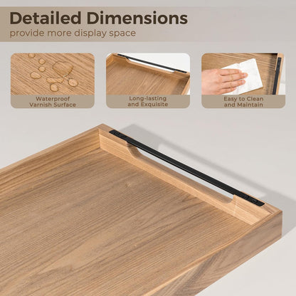Axeman Wooden Serving Tray with Metal Handles|Ottoman Tray for Breakfast, Bed, Couch|17x13in Ash