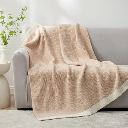 Snuggle Sac Heather Beige Throw Blankets Luxurious Microfiber Fabric, Reversible Super Soft Throws