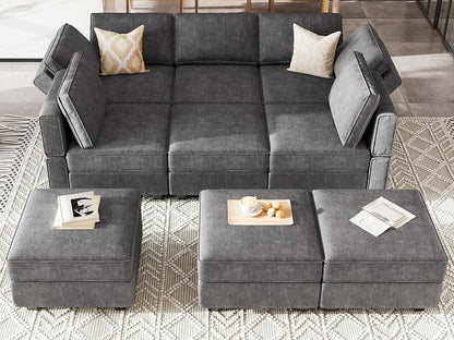 Belffin Modular Sectional Sleeper Sofa Couch with Storage Ottoman Convertible Sectional Couches for