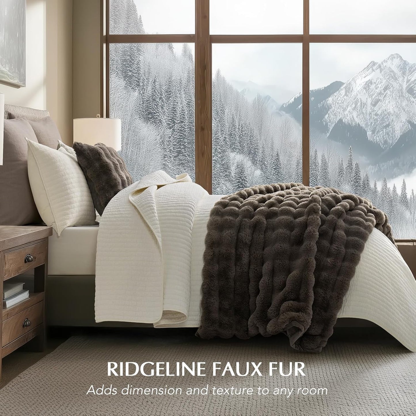 EVERGRACE Ultra Soft Luxury Fluffy Faux Rabbit Fur Throw Blanket, Thick Warm Fuzzy Blankets for