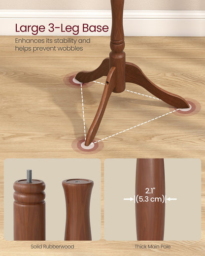 VASAGLE Freestanding Coat Rack, Rubber Wood Coat Tree with 11 Hooks