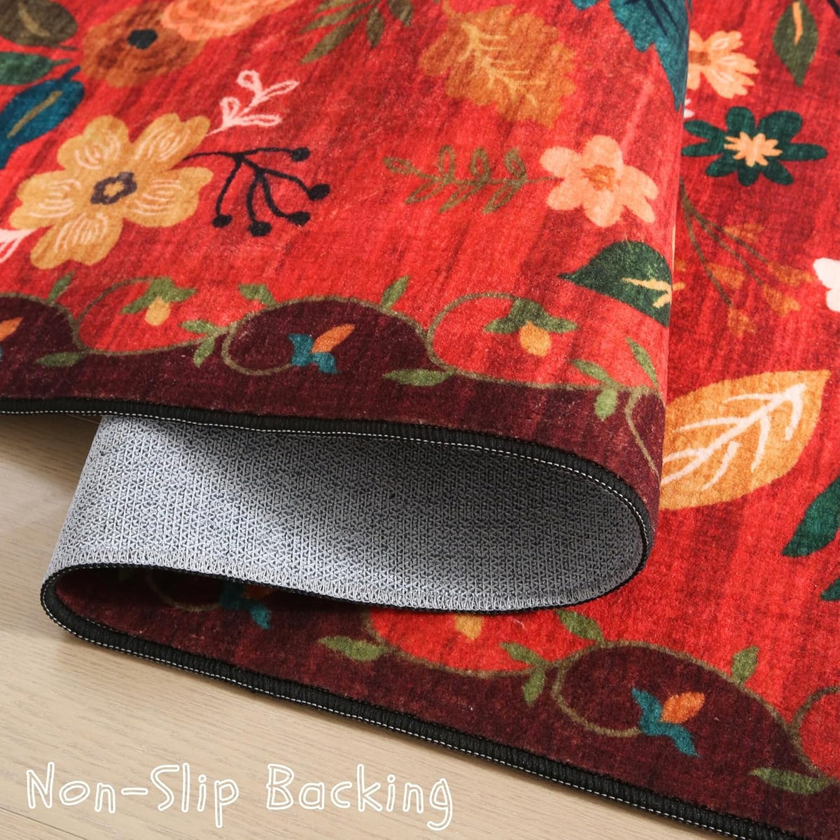 Door Mat Indoor Entrance 2x3 Rug Machine Washable Boho Floral Small Area Rug Non-Slip Low Pile