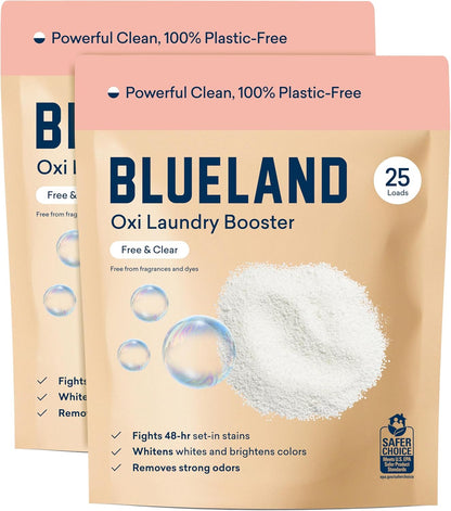 BLUELAND Oxi Laundry Booster Powder Refill 2-Pack, Fragrance Free & Clear, 50 Loads, 35.2 oz