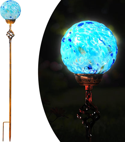 Garden Solar Lights, Decorative LED Honeycomb Glass Ball Garden Stake, Glass and Metal Outdoor