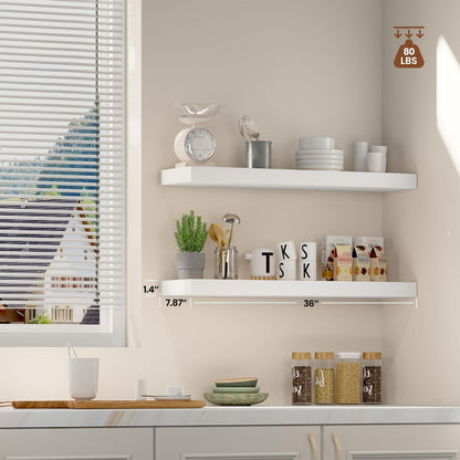 Floating Wood Shelves for Wall 36 Inches x 8”x 1.4” Shelf Floating Home Decor, Heavy Duty Shelf