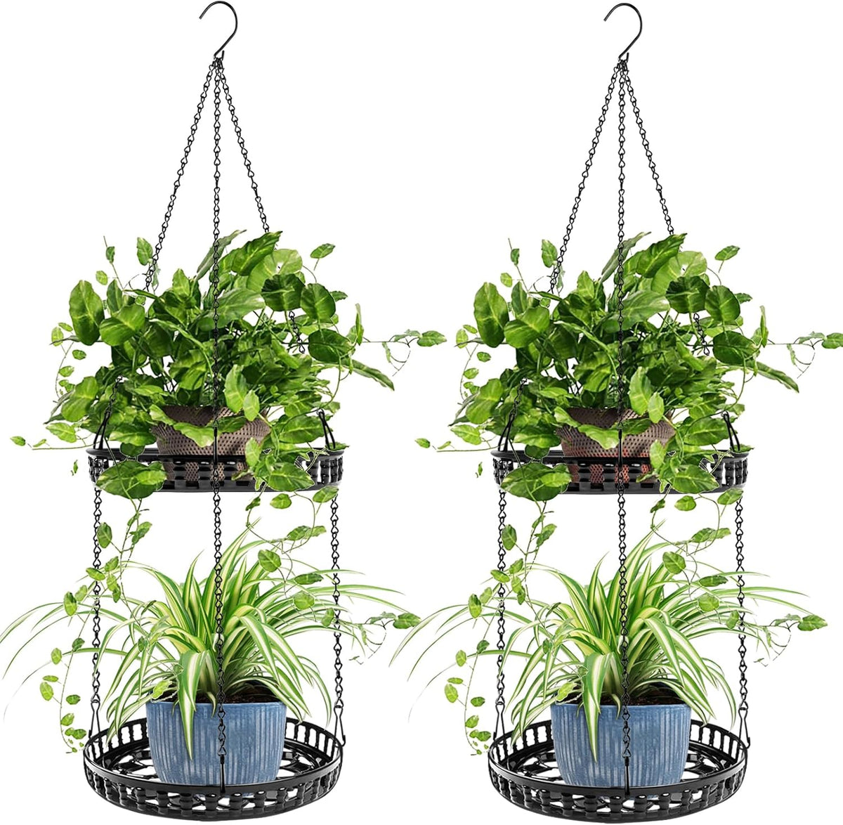 Plant Hanger Indoor Outdoor, 2 Tier Hanging Planter Hanging Plant Shelf, Metal Hanging Plant Holder