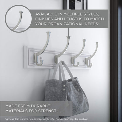 Liberty Hardware 129848 Wall Mounted Coat Rack with 5 Decorative Hooks, 27-Inch, Satin Nickel and