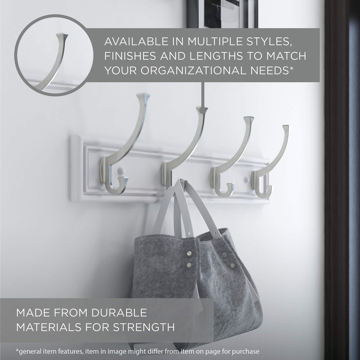 Franklin Brass Heavy Duty (1-Pack) 27" Coat Rack Wall Mount Pure White Hat Rack with 6 Hooks