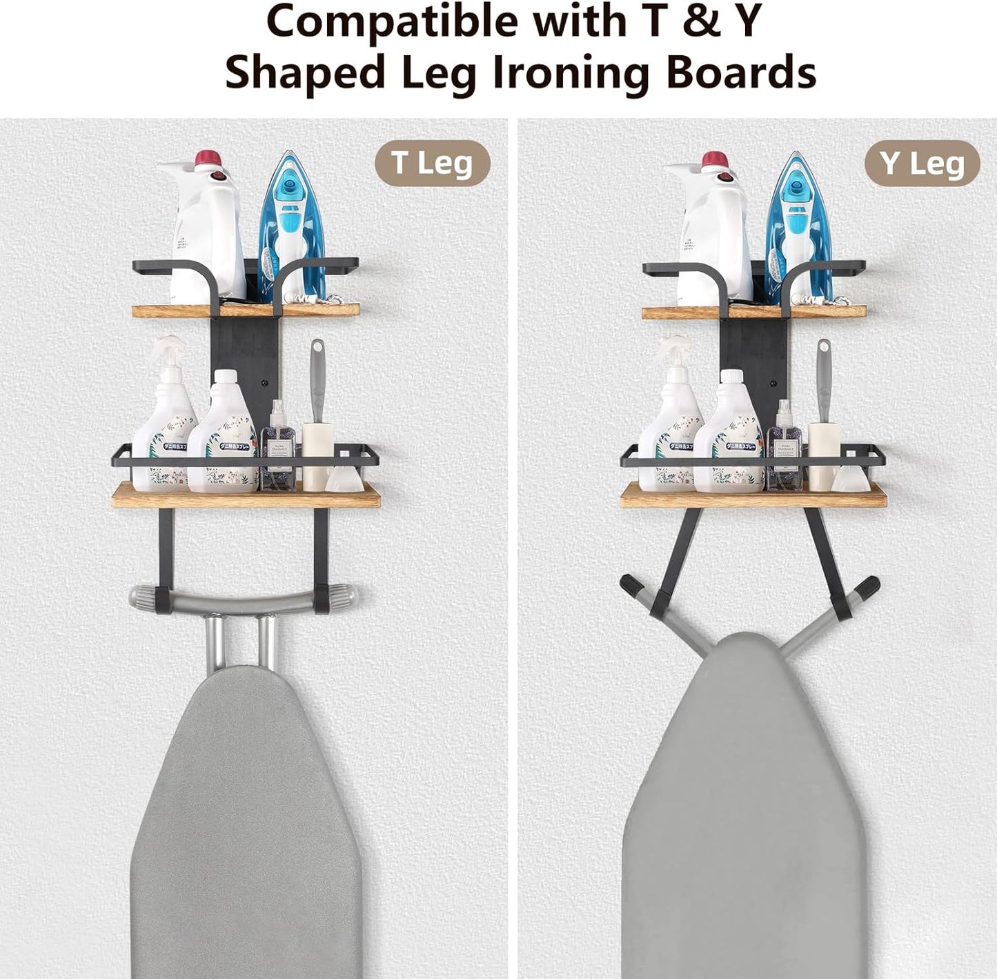 VINAEMO Ironing Board Hanger Wall Mount, 2-Layer Iron and Ironing Board Holder, Laundry Room
