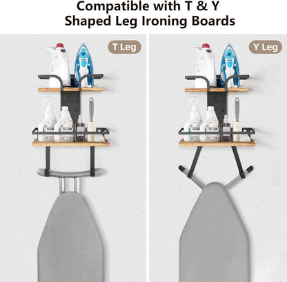 VINAEMO Ironing Board Hanger Wall Mount, 2-Layer Iron and Ironing Board Holder, Laundry Room