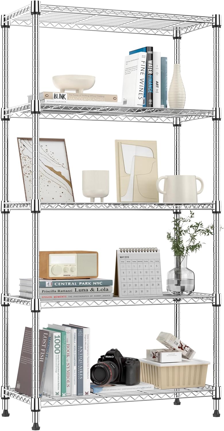 1250 lbs 5 Tier Shelf Metal Storage Shelves Shelving Wire Rack Heavy Duty Closet Organizers for