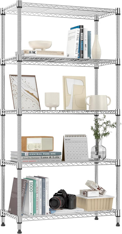 1250 lbs 5 Tier Shelf Metal Storage Shelves Shelving Wire Rack Heavy Duty Closet Organizers for
