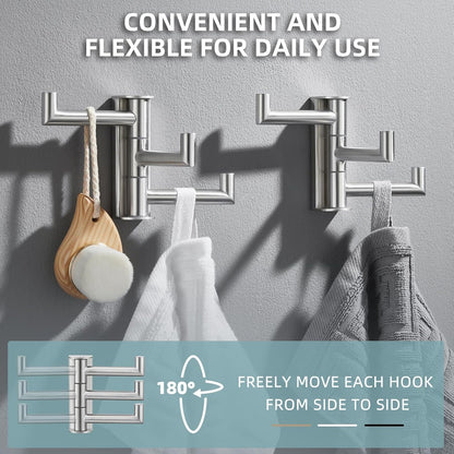 Angle Simple Swivel Towel Hooks, SUS 304 Stainless Steel Foldable Robe Hand Towel Holder for