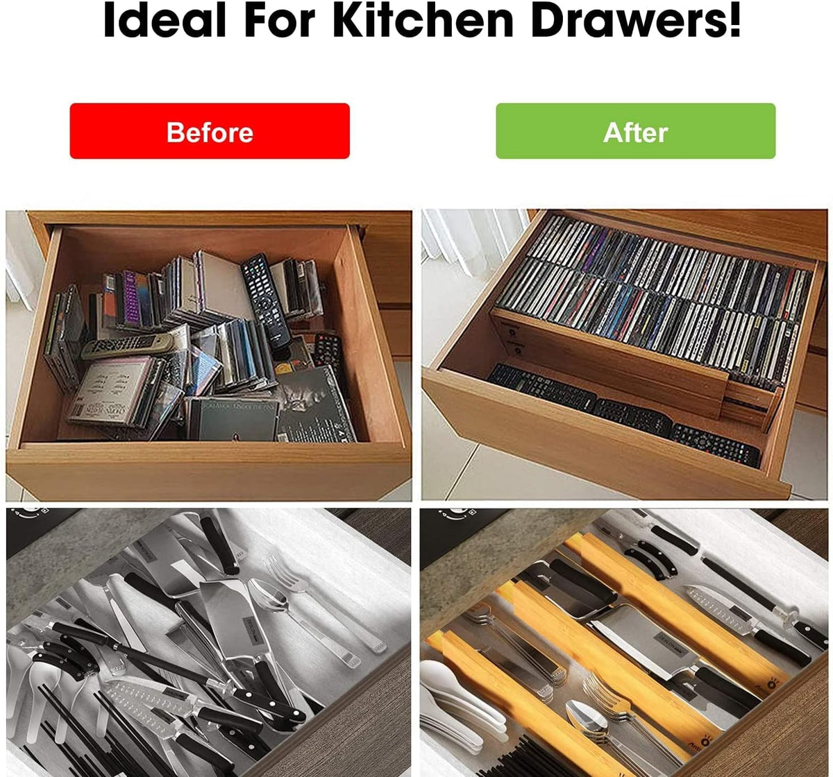 ANTOWIN Bamboo Drawer Dividers Organizers 16pcs, Expandable Drawer Separators Splitter, 17-22