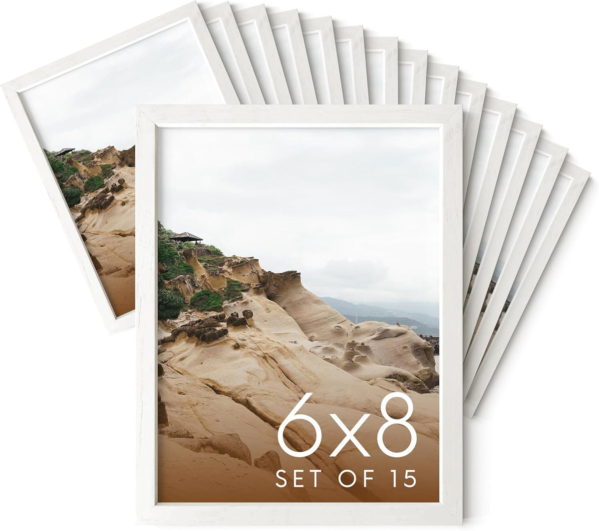 HAUS AND HUES 6x8 White Oak Wooden Picture Frame - Set of 15 6x8 Poster Frame - Premium Oak