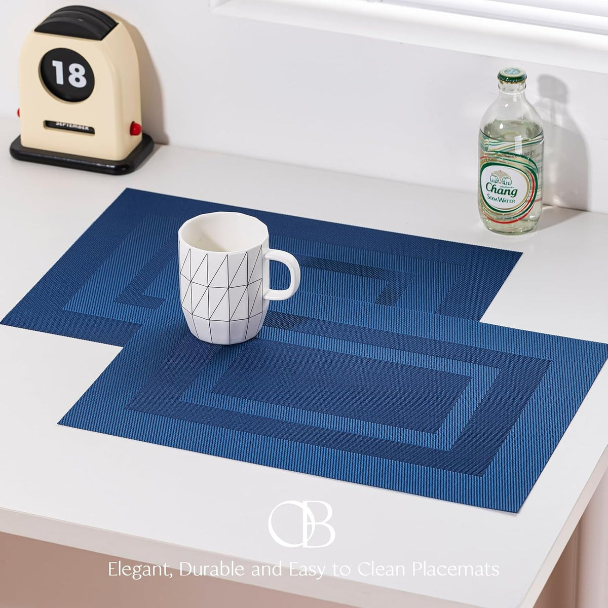 Placemats Set of 12 - Easy Clean Woven Vinyl Placemats for Dining Table, Indoor/Outdoor Place Mats