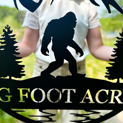 Outdoor Sasquatch Custom Name Metal Sign | Bigfoot Mountain Yard Art Decor | Metal Sasquatch Yeti