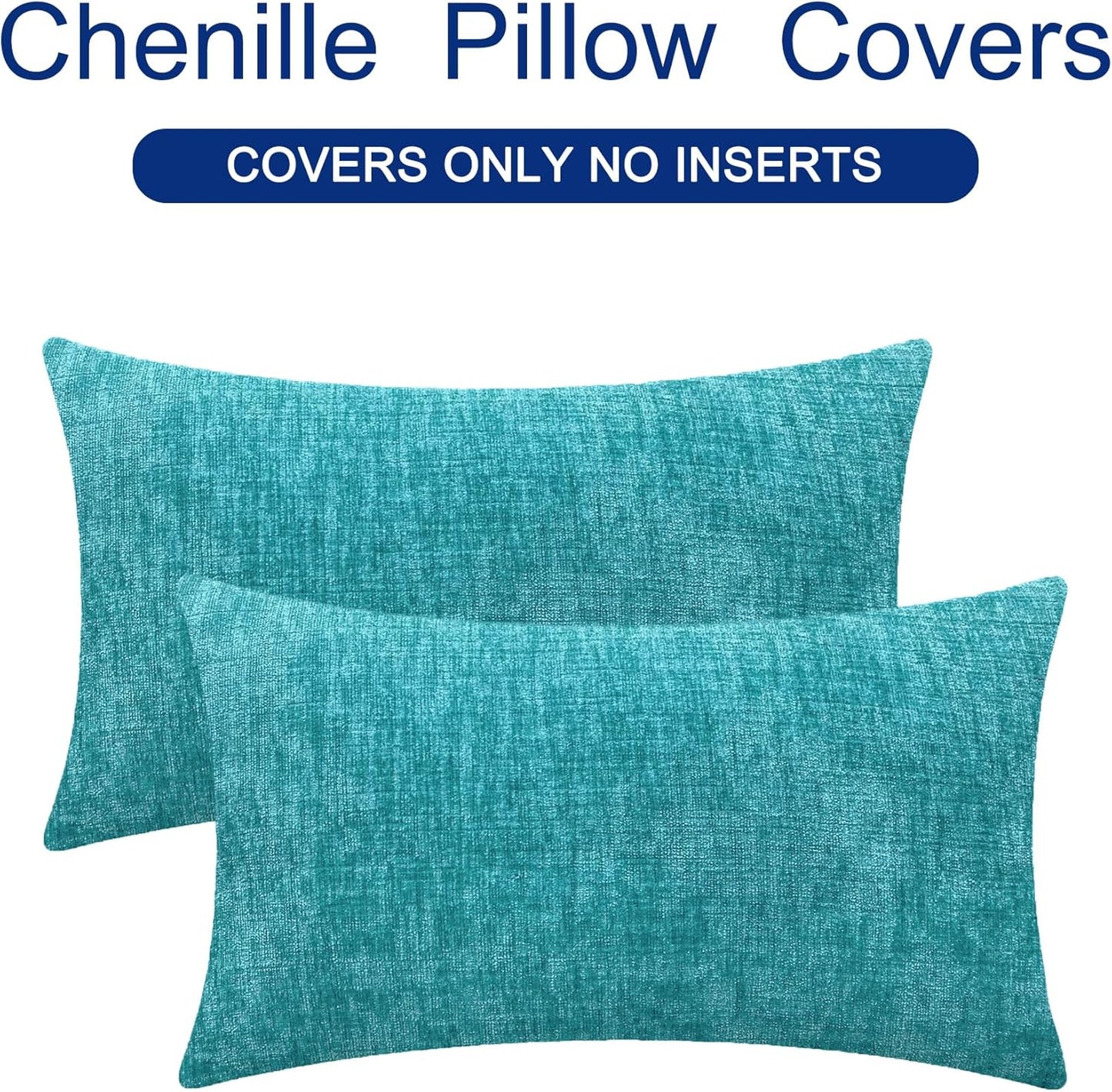 CaliTime Throw Pillow Covers Decorative 16 X 26 Inches Pack of 2 Cozy Chenille Cushion Cases for