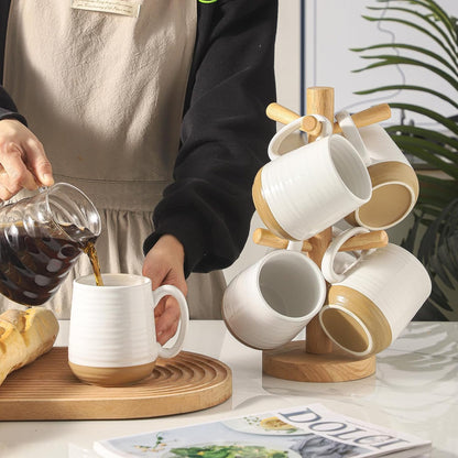Hasense Porcelain Coffee Mugs Set of 6, 15 Ounce Large Ceramic Coffee Cups Set with Handle for
