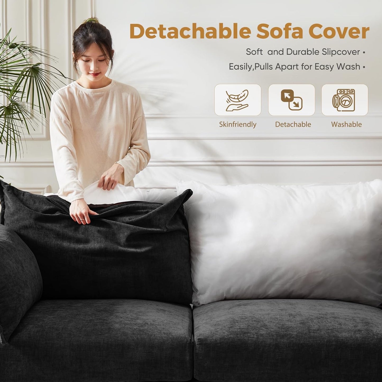 166.6" Oversized Modular Sectional Sofa, U Shaped Convertible Couch with Movable Ottoman, Large 8