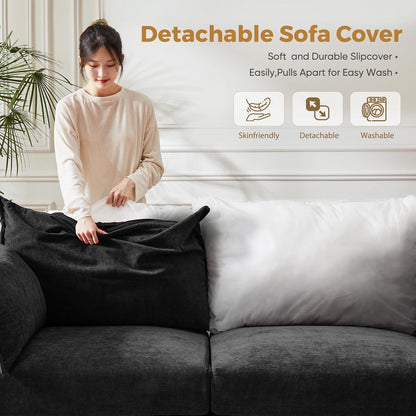 166.6" Oversized Modular Sectional Sofa, U Shaped Convertible Couch with Movable Ottoman, Large 8
