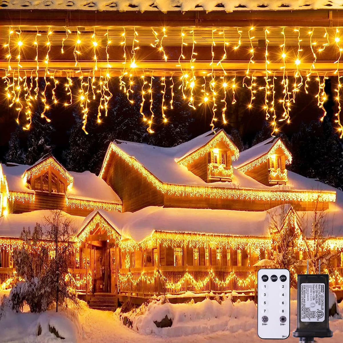 JMEXSUSS 38.8FT Icicle Lights for Outside, 400 LED Icicle Christmas Light Outdoor Indoor Plug in