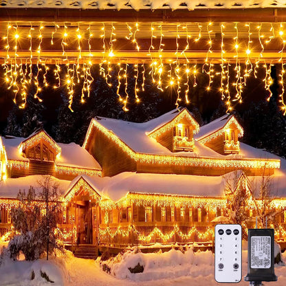 JMEXSUSS 38.8FT Icicle Lights for Outside, 400 LED Icicle Christmas Light Outdoor Indoor Plug in