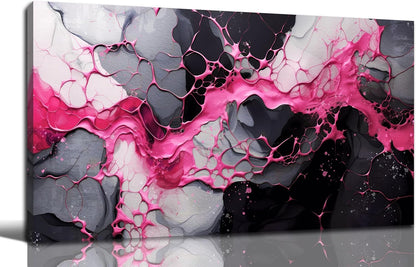 GUGIKA Abstract Wall Art for Living Room, Pink Canvas Wall-Art for Girls Bedroom, Print Paintings