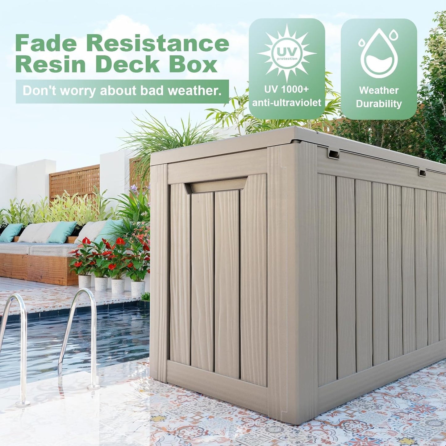 DRATO 80 Gallon Large Deck Box, Outdoor Storage Box for Patio Furniture, Patio Cushions, Gardening