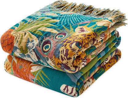 MSGKV Throw Blanket for Couch Cotton Muslin Breathable Leopard Animals Blanket 50"x60" Sofa Chair