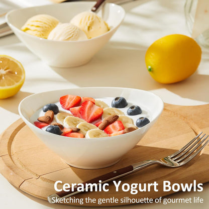 Teocera 6 Inch Ceramic Breakfast Bowls Set of 6, 10 Ounce Small Yogurt Bowls for Salad, Soup