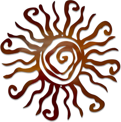 Wacky Sun Metal Wall Art Indoor/Outdoor Decor - 12" Copper Rust Proof Wall Sculpture - Made in USA