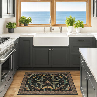 Small Black Entryway Rug - 2x3 Front Door Rug Indoor Entrance, Small Carpet for Kitchen Floor