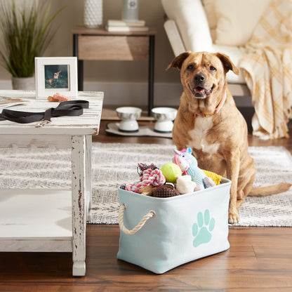 Bone Dry Pet Storage Collection Collapsible Bin, Small Rectangle, Aqua