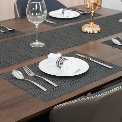 Myir JUN Placemats Set of 4, Vinyl Woven Placemats Place Mats Indoor Set of 4 Washable Table Mats