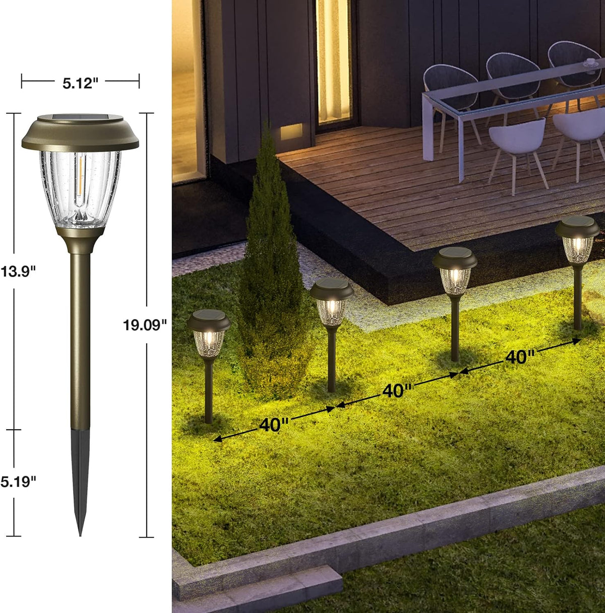 XMCOSY+ Solar Lights Outdoor 10/25 LM LED with 2 Lighting Modes, Solar Garden Lights Glass and